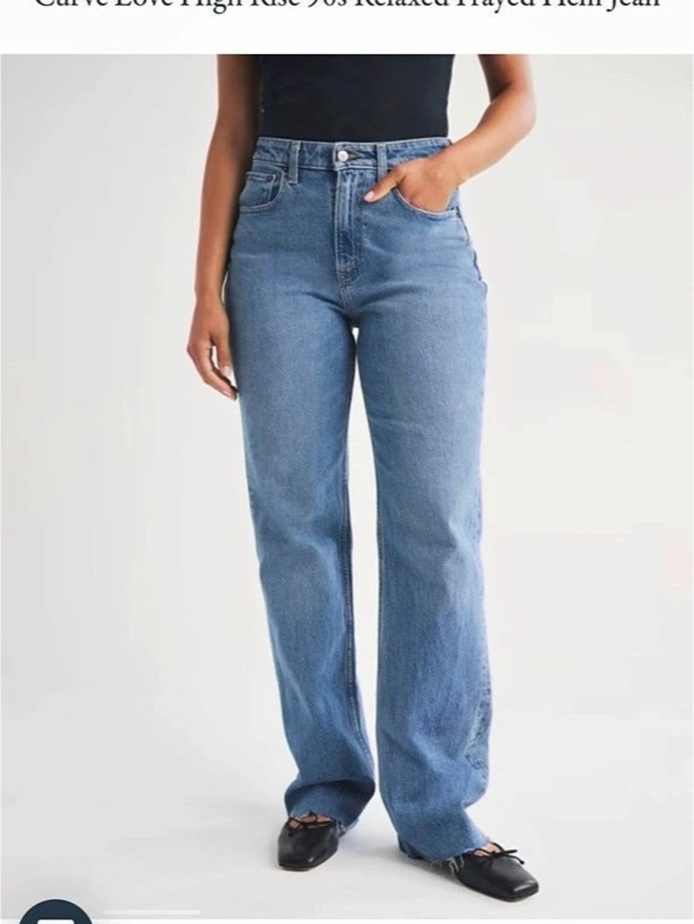 Abercrombie & Fitch Curve Love High Rise 90s Relaxed Frayed Hem Jean Jeans Waist